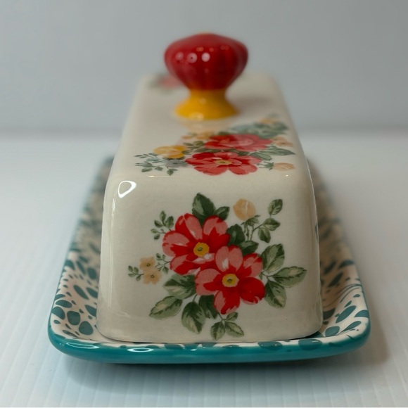 Pioneer Woman Butter Dish Floral Covered Stoneware Lid Kitchen Farmhouse - Picture 4 of 11